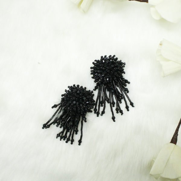 Black Embellished Bead Earring