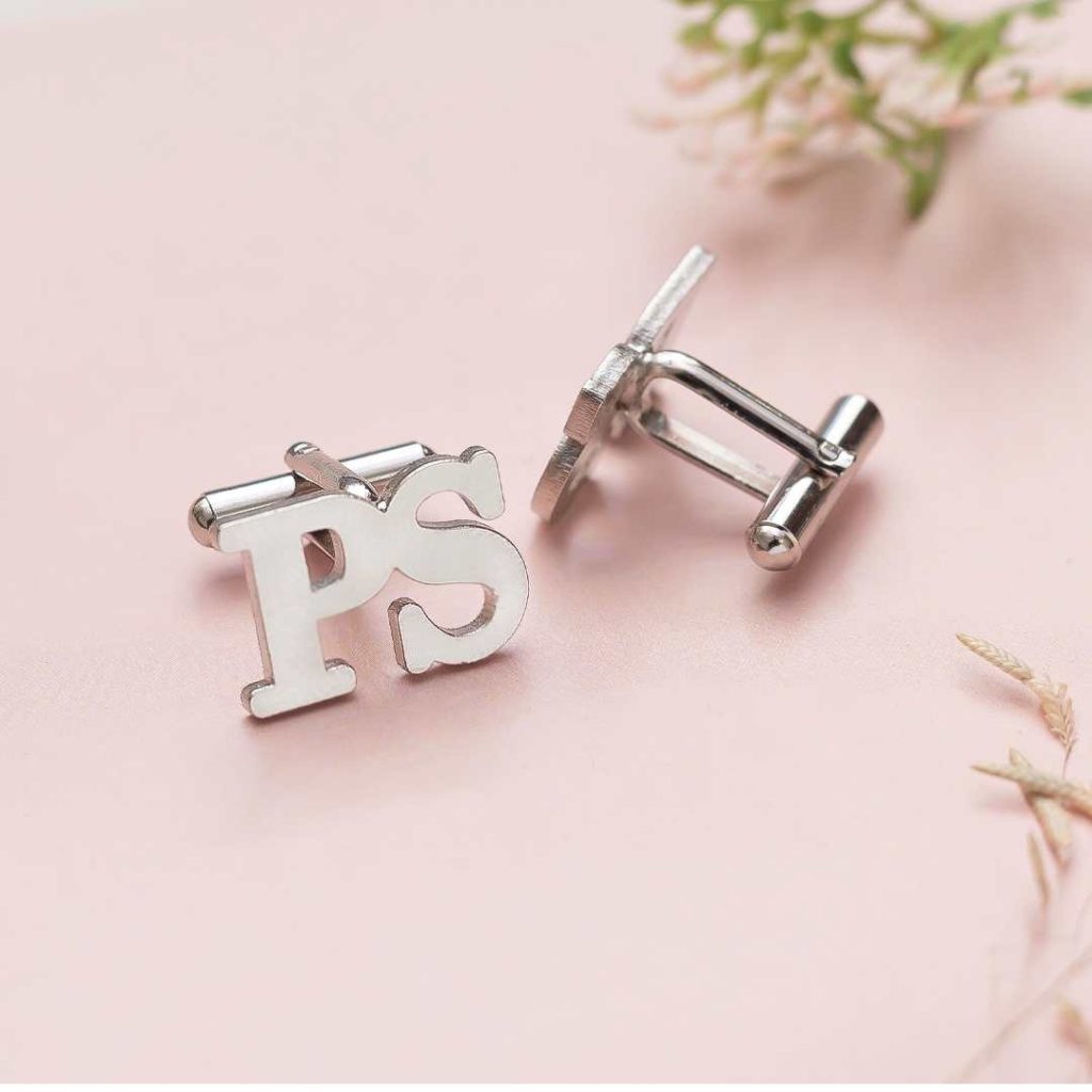Personalized Laser Cut Silver Plated Cufflink from the best online unique gift store