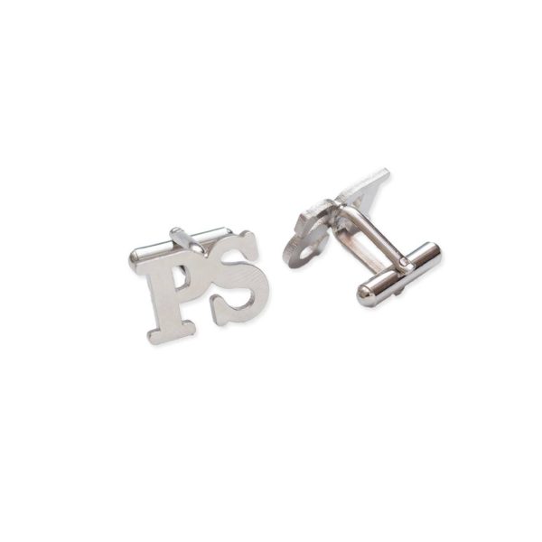 Personalized Laser Cut Silver plated initials cufflinks maker online