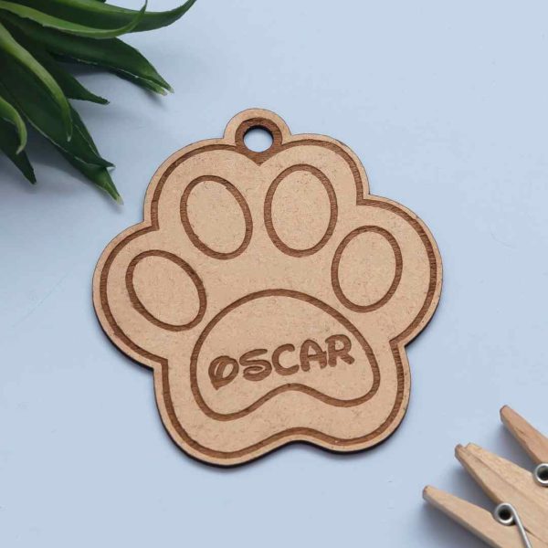 MDF Paw Shaped Dog Name Tag for your lovely dog from Pin It Up